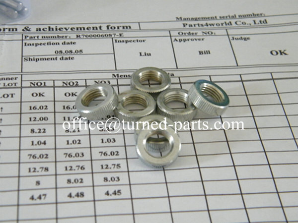 China precision aluminum straight knurled thin nuts manufacturer